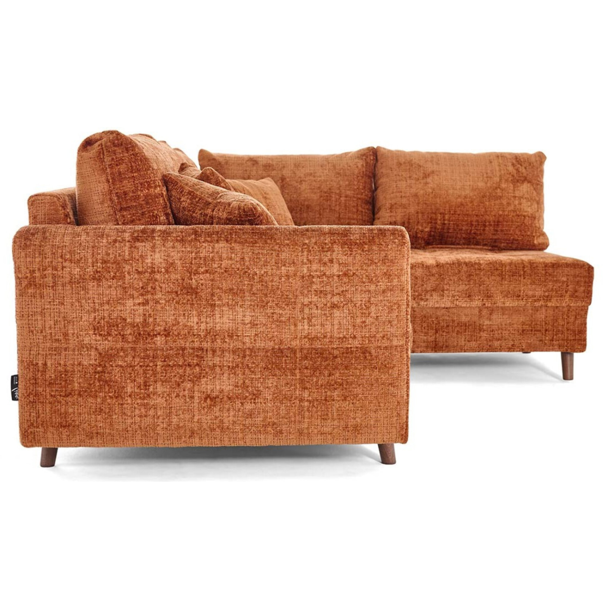 Rune - canapé d'angle droit 4 places en velours texturé - Rouille