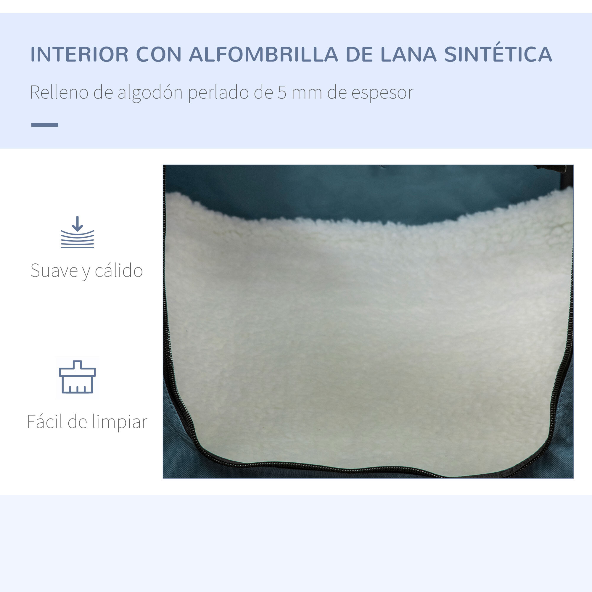 Transportín Mochila para Perros y Gatos Plegable con Cojín Suave 60x42x42cm Azul