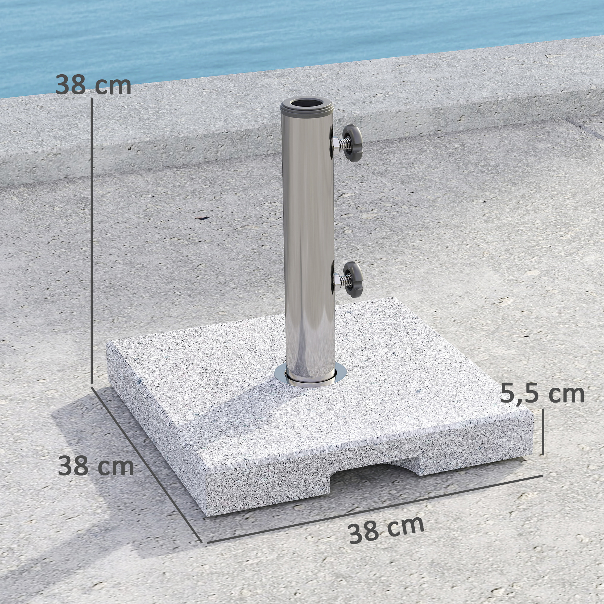 Pied de parasol granite 21 Kg compatible mât dia. 32-48 mm