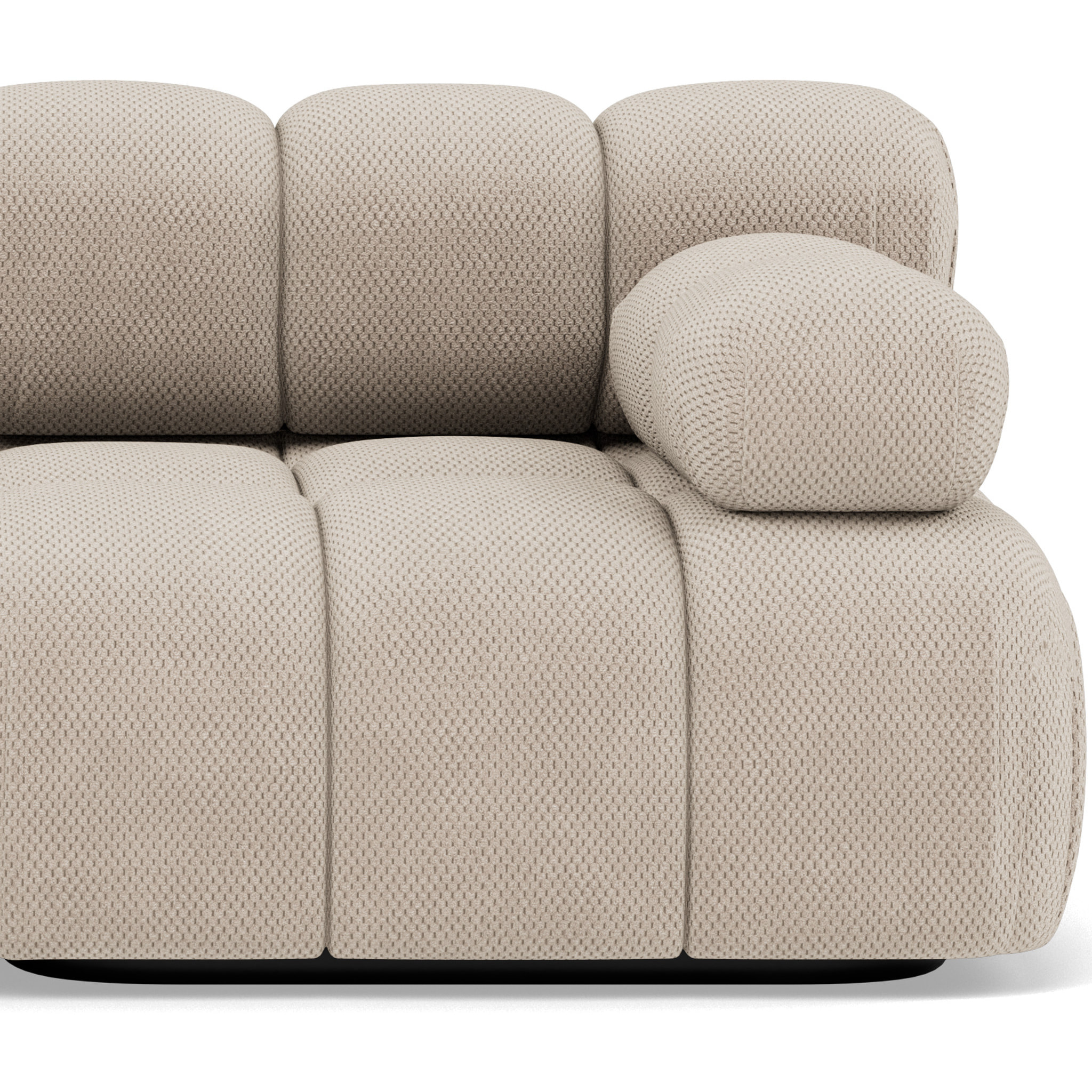 Ruby - canapé droit modulable 2 places en velours texturé - Beige