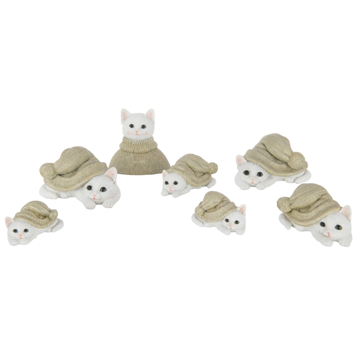 J-Line figurine Chat - polyrésine - vert/blanc
