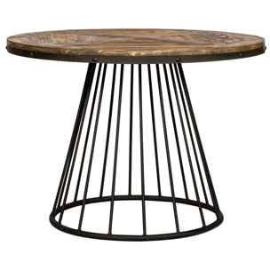Table ronde 5 personnes en bois de cèdre et pied en métal D110 cm - Pralus