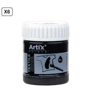 Pack 6 Uds. PITTURA TESSILE NERA 45 ml