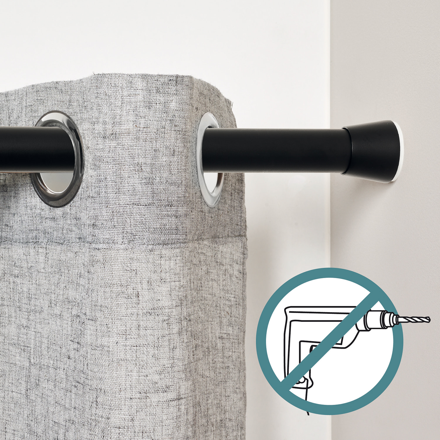 Barra presión extensible sin taladrar Negro