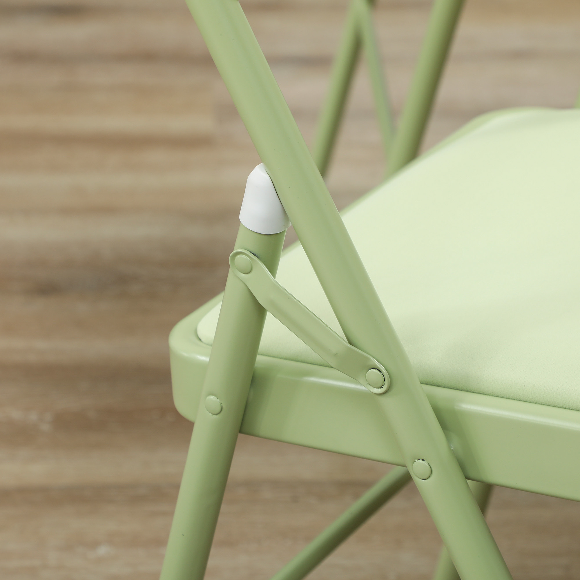Lot de 4 chaises pliantes assise dossier rembourrés acier velours vert