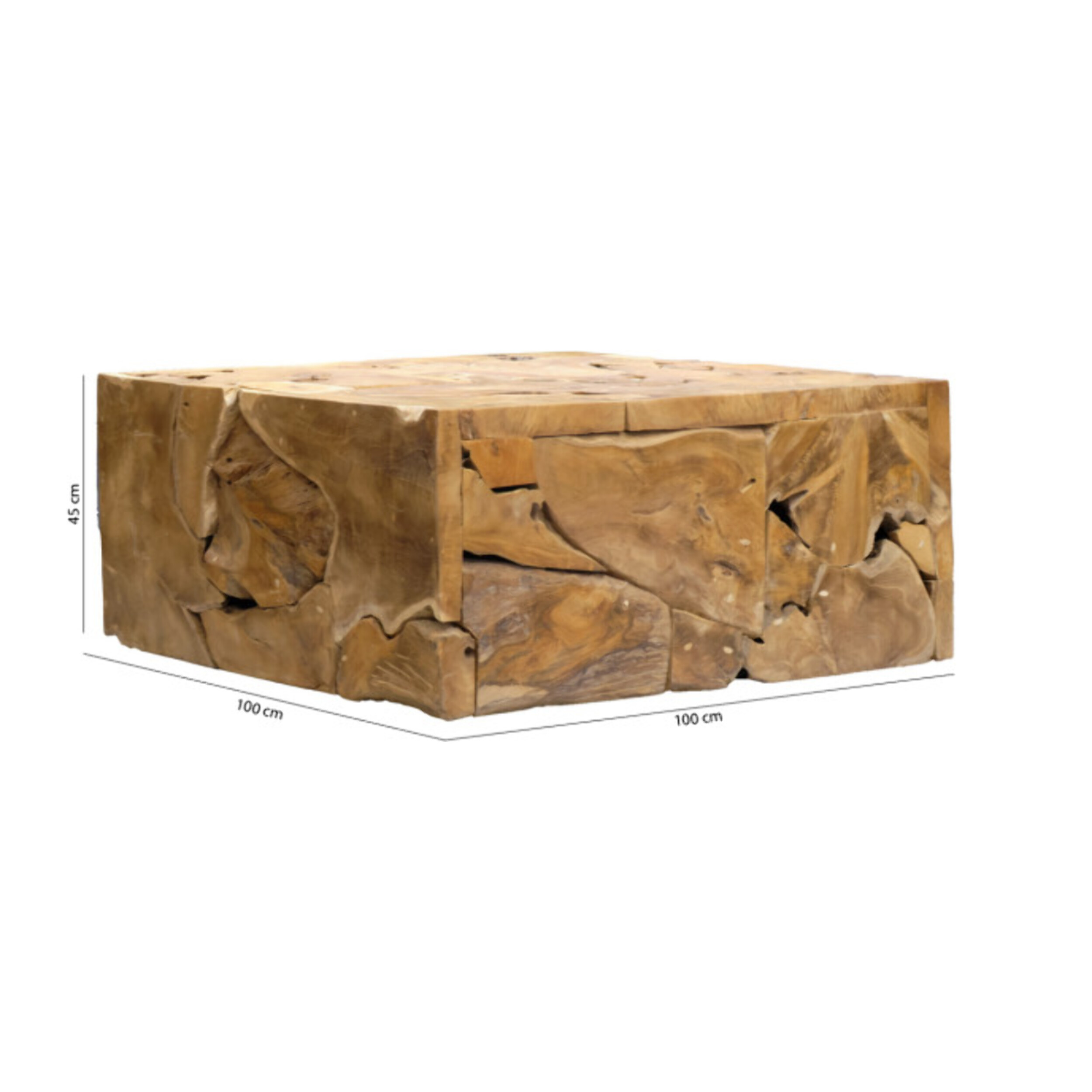 Table basse carrée en bois de teck exotique 100x100 - SATAI