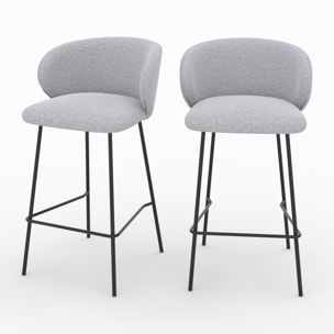 Lot de 2 chaises pour îlot central en tissu gris clair 68 cm - Victoria