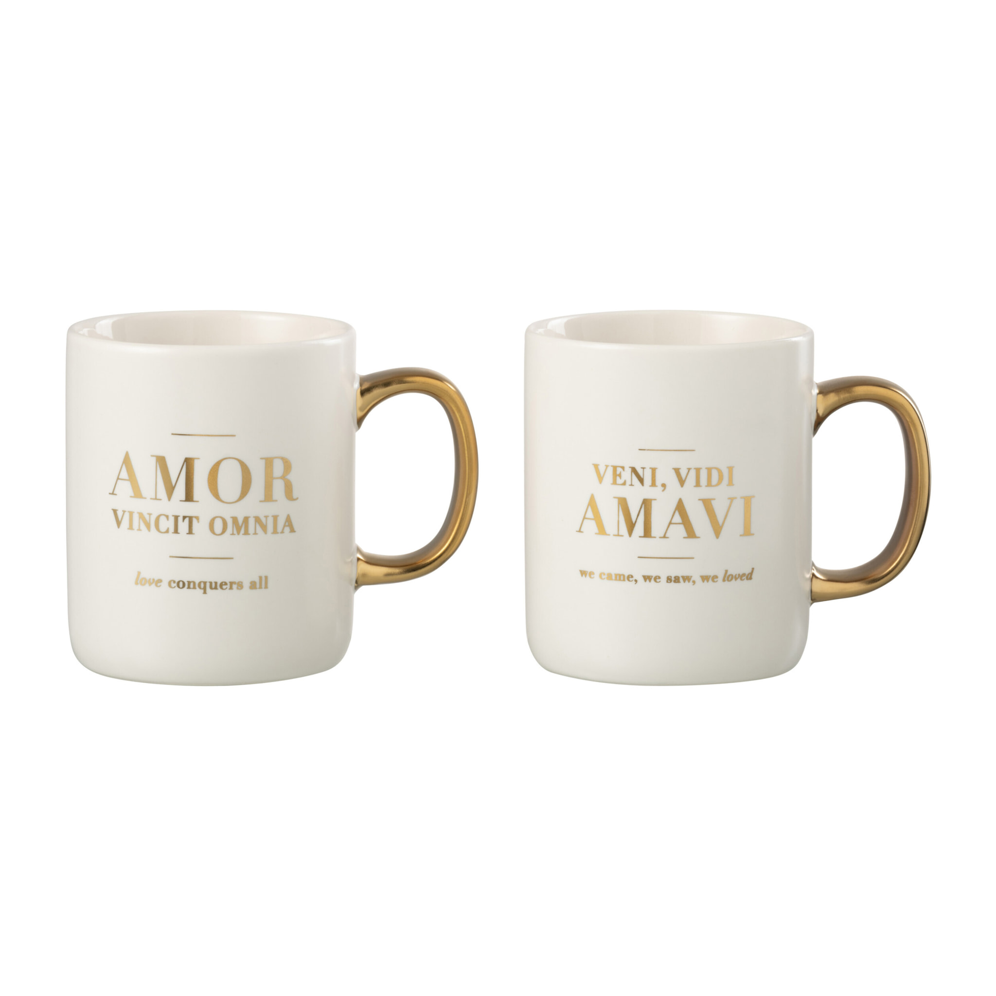 J-Line tasse Message Amour Latin - porcelaine - blanc/or - 2 pcs