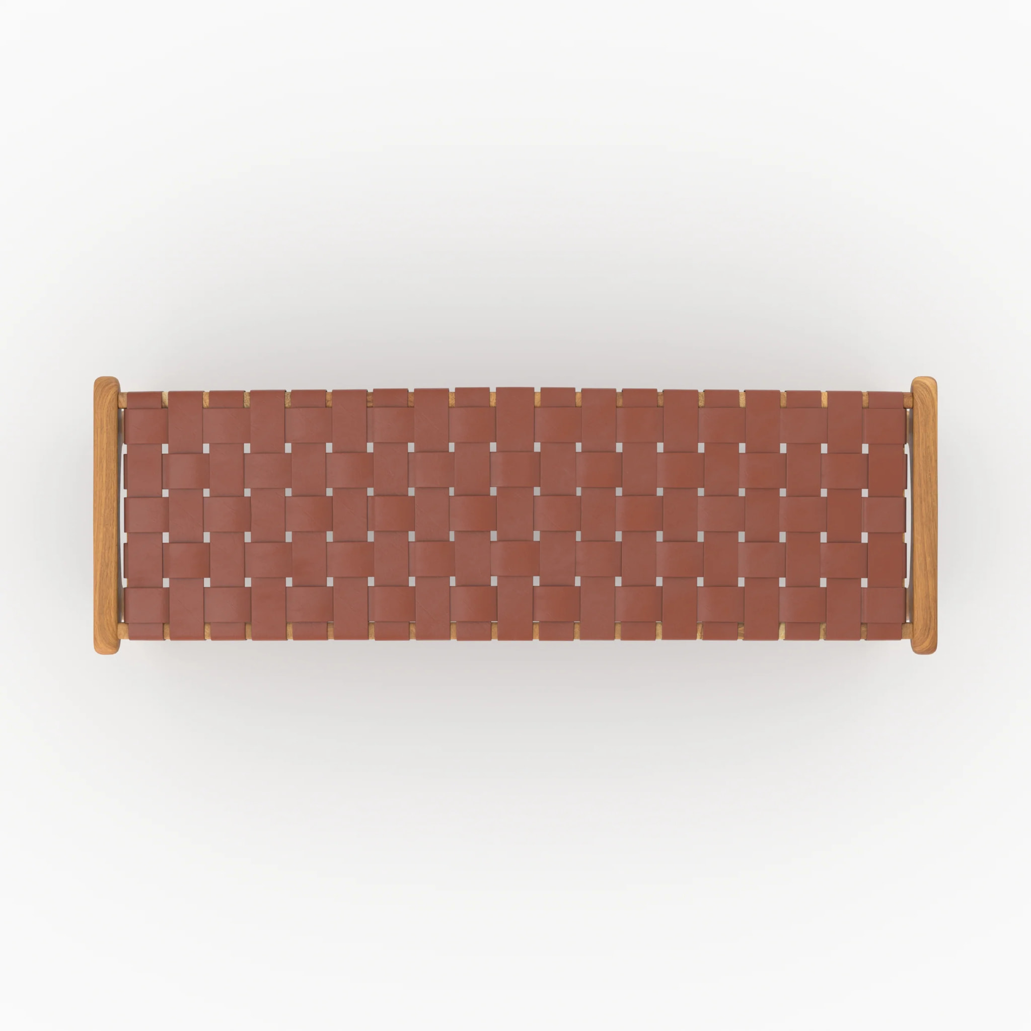 Banc 120 cm en cuir tressé marron et bois de teck - Kuna