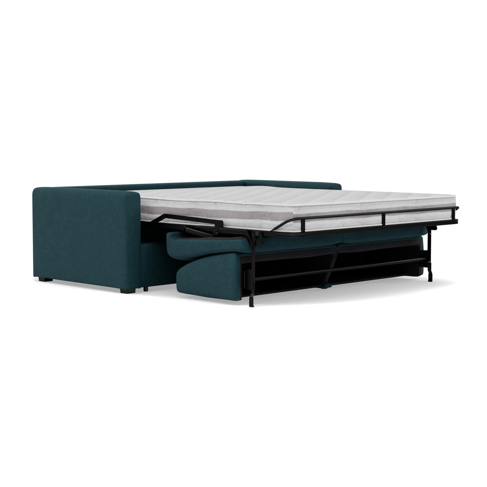Julia - canapé 3 places convertible couchage quotidien matelas 18 cm en tissu - Bleu
