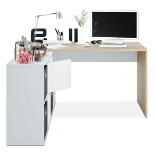 Mesa de escritorio Adapta XL Blanco Artik (Blanco Mate) - Roble Canadian