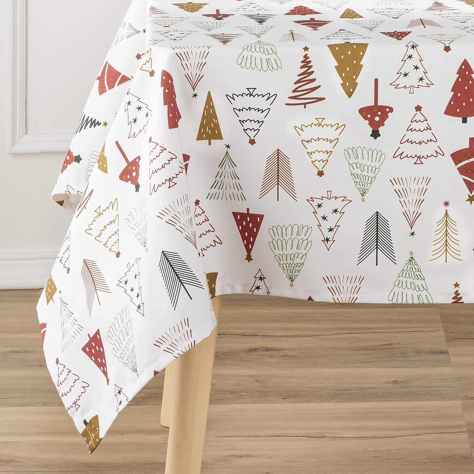 Nappe nöel anti-taches 100% coton WOOD