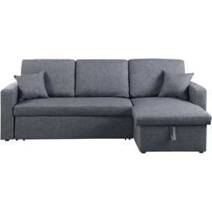 Canapé d'angle convertible/ réversible avec coffre "Alain II" - 3 places - Gris foncé