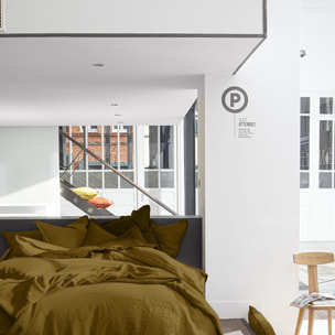 Drap Housse Bonnet 40cm 100% Lin LavÉ Moka