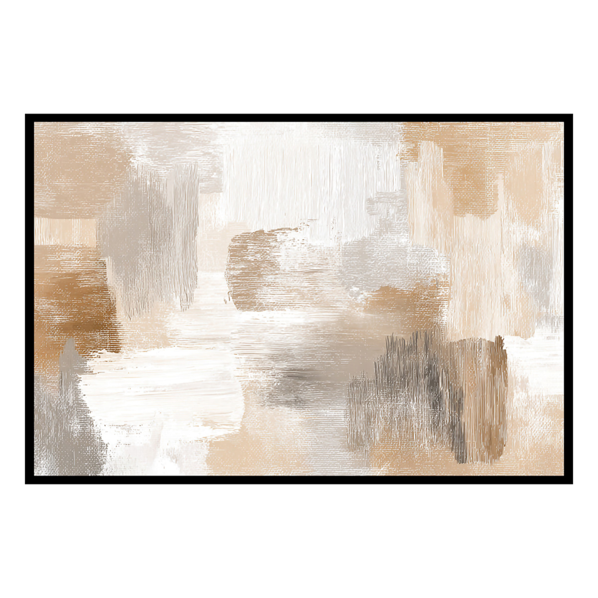 Affiche encadrée peinture abstraite beige Affiche + cadre en métal - Noir