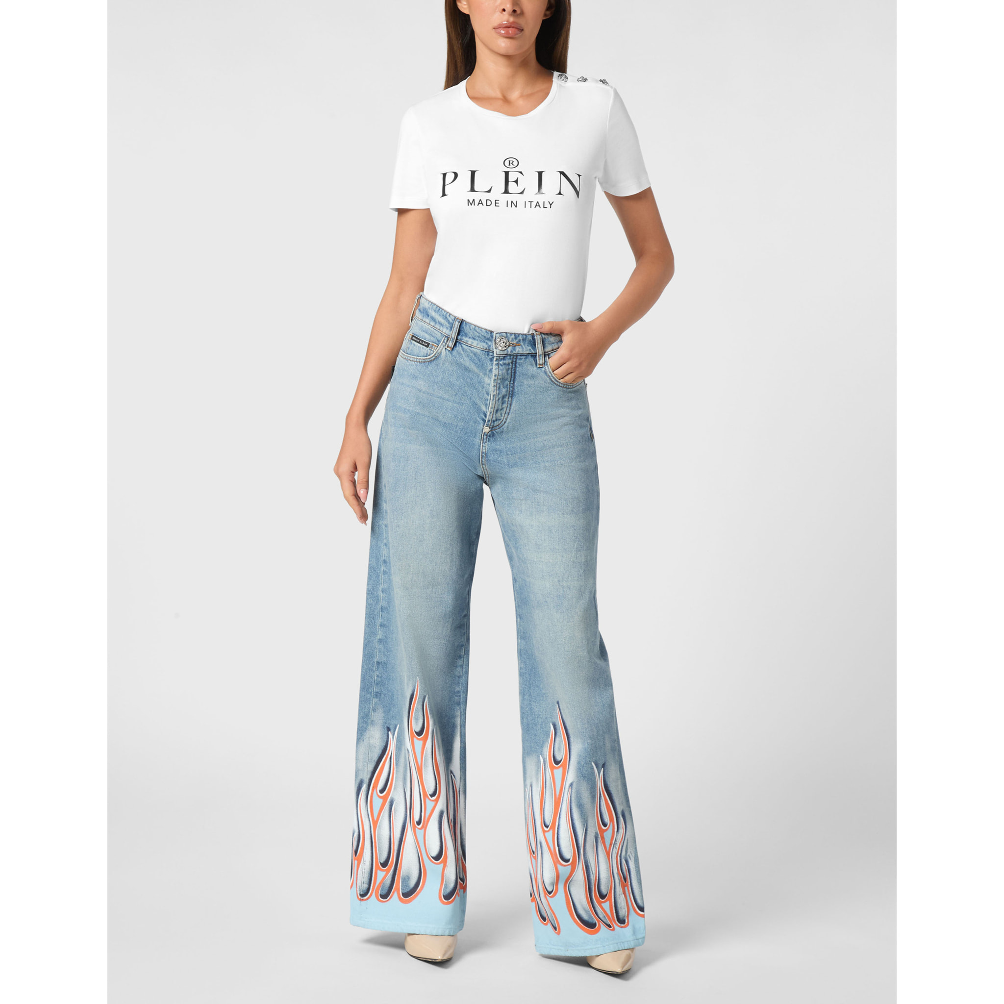 PHILIPP PLEIN Vaqueros Skater fit FLAME
