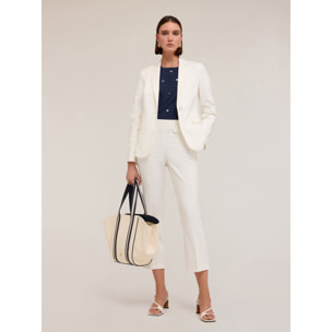 Motivi - Pantaloni kick flare in cotone tecnico - Bianco