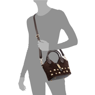 Barzanò Bolso de mano Mujer. Piel auténtica Gamuza con detalles metálicos.