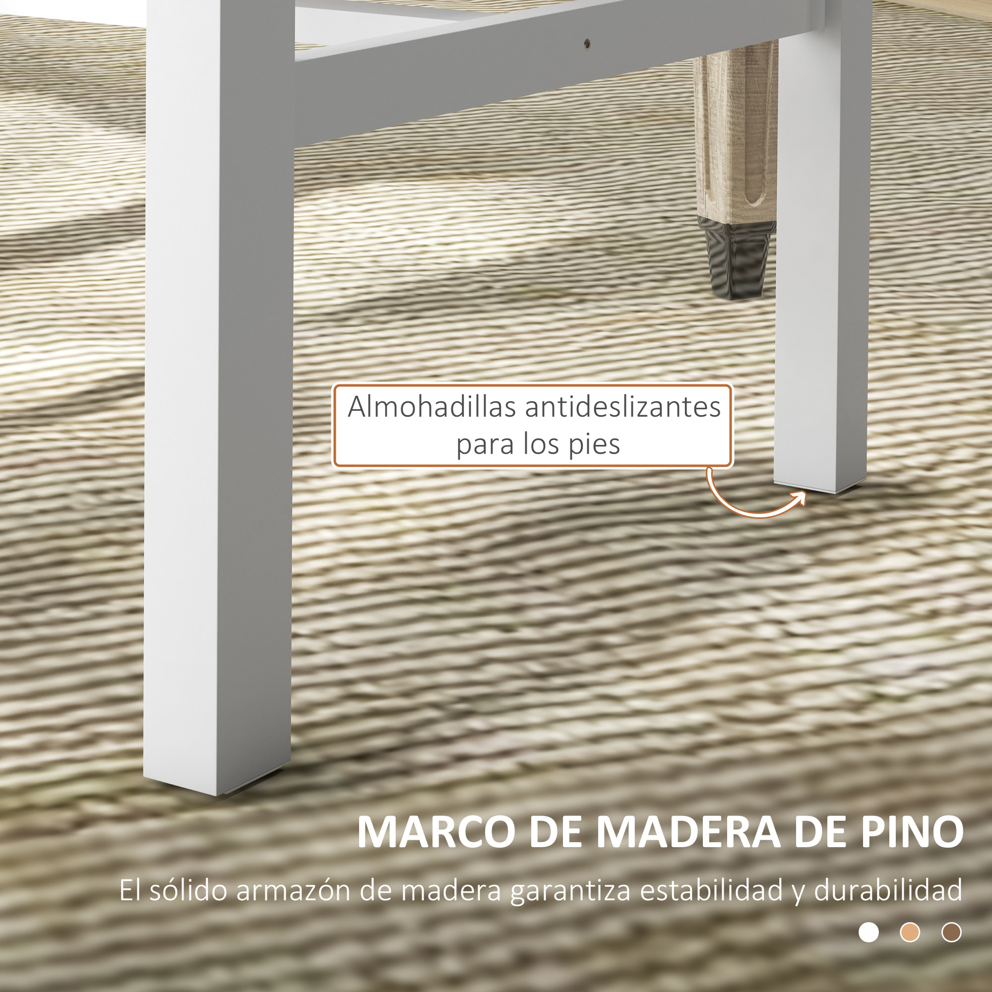 Juego de 2 Sillas de Comedor Silla de Cocina con Respaldo de Listones Marco de Madera de Pino para Sala de Estar y Comedor Carga 120 kg 38,5x47,5x99 cm Blanco