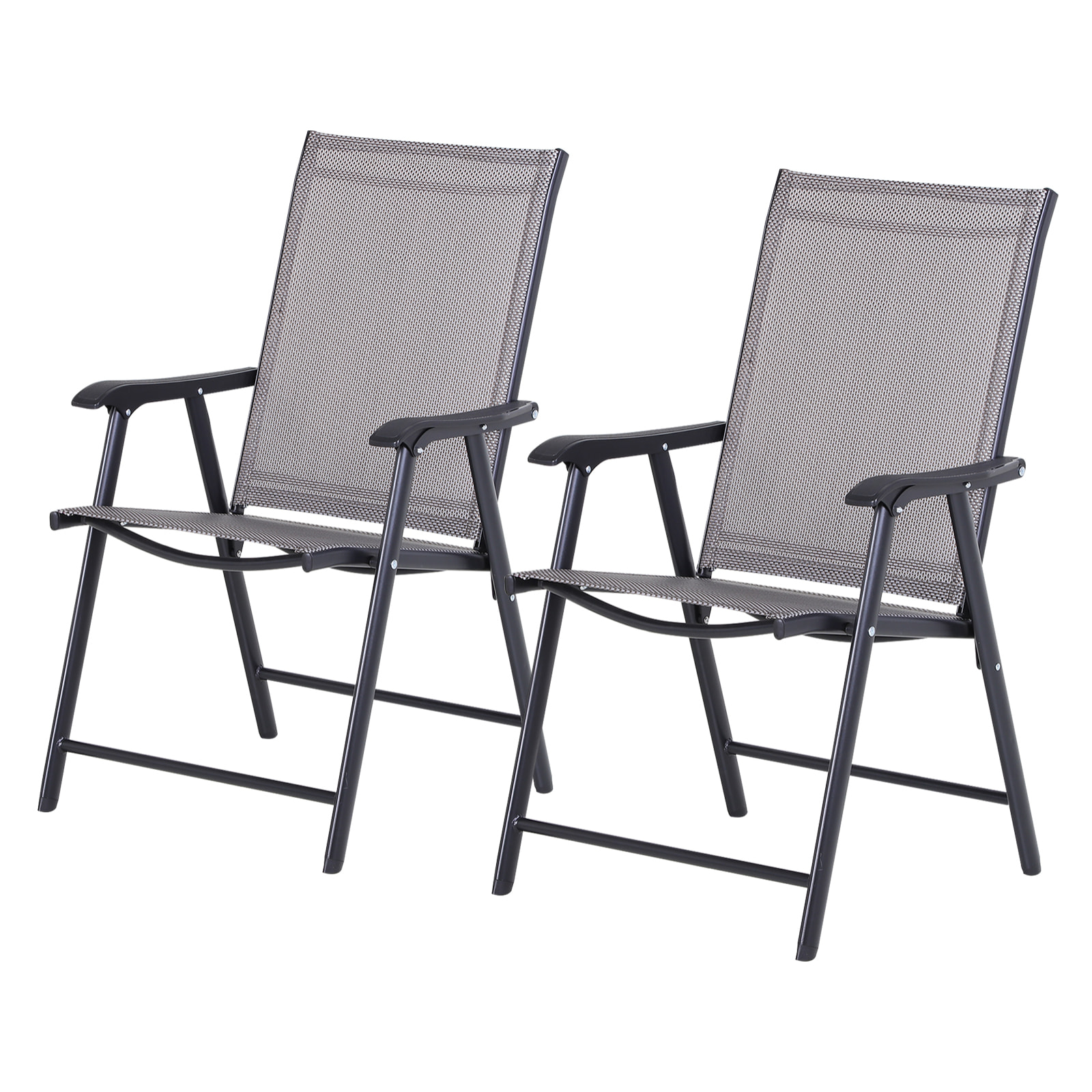 Conjunto de 2 Sillas Plegables para Exterior Con Reposabrazos Sillas para Balcones Jardín Terraza Metal Texteline Carga 110kg 58x64x94 cm Gris