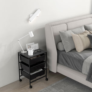 Carrito Auxiliar con Ruedas Carrito de Cocina de 3 Niveles con 3 Cestas para Almacenamiento y Marco de Acero para Comedor Sala Baño 40,8x33,5x60,5 cm Negro