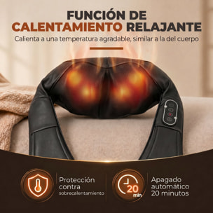 Masajeador Cervical y Espalda con Calor y 8 Nodos Shiatsu, 3 Intensidades de Amasamiento 3D Masajeador de Cuello y Hombros, para Aliviar la Fatiga Muscular en Casa, Oficina y Coche
