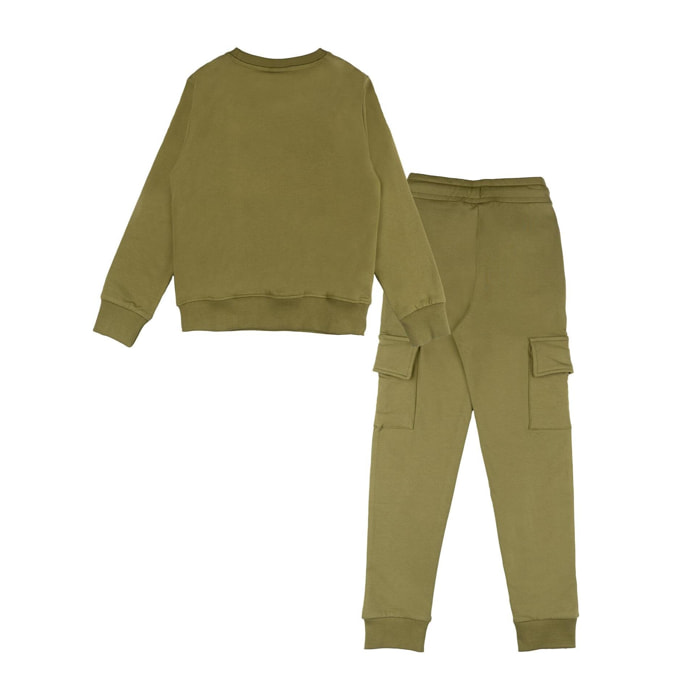 Tuta invernale da bambina girocollo, pantalone cargo Leone 1947 Nature