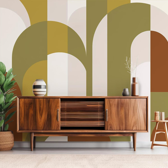 Papier peint panoramique Arcade verte sauge  Intissé