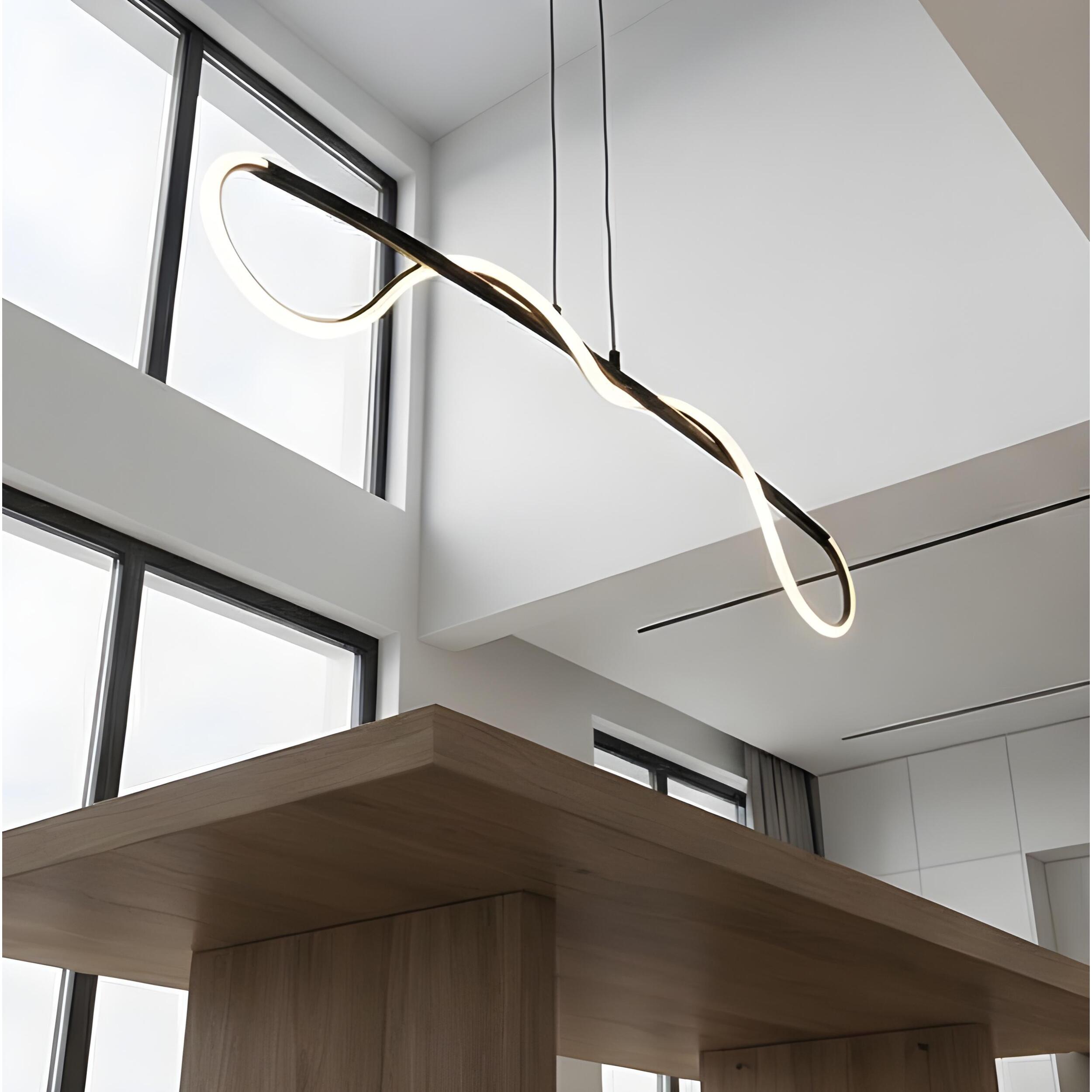 FORLIGHT Colgante Tress LED 23.5W Blanco Neutro - 4000K Negro para Interior de Techo en Comedor, Salón, Cocina