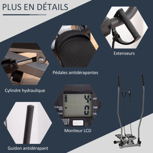 Stepper avec guidon extenseurs écran LCD multifonction acier ABS gris noir