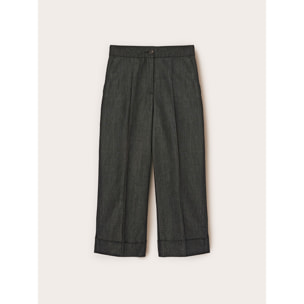 Motivi - Pantalones cropped mezcla de ramio - Gris
