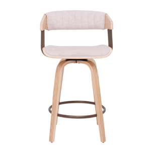 Colonia - Set 2 Sgabelli Imbottiti 49,5x92x37,5 cm Seduta Girevole in Legno Plywood e Tessuto Beige