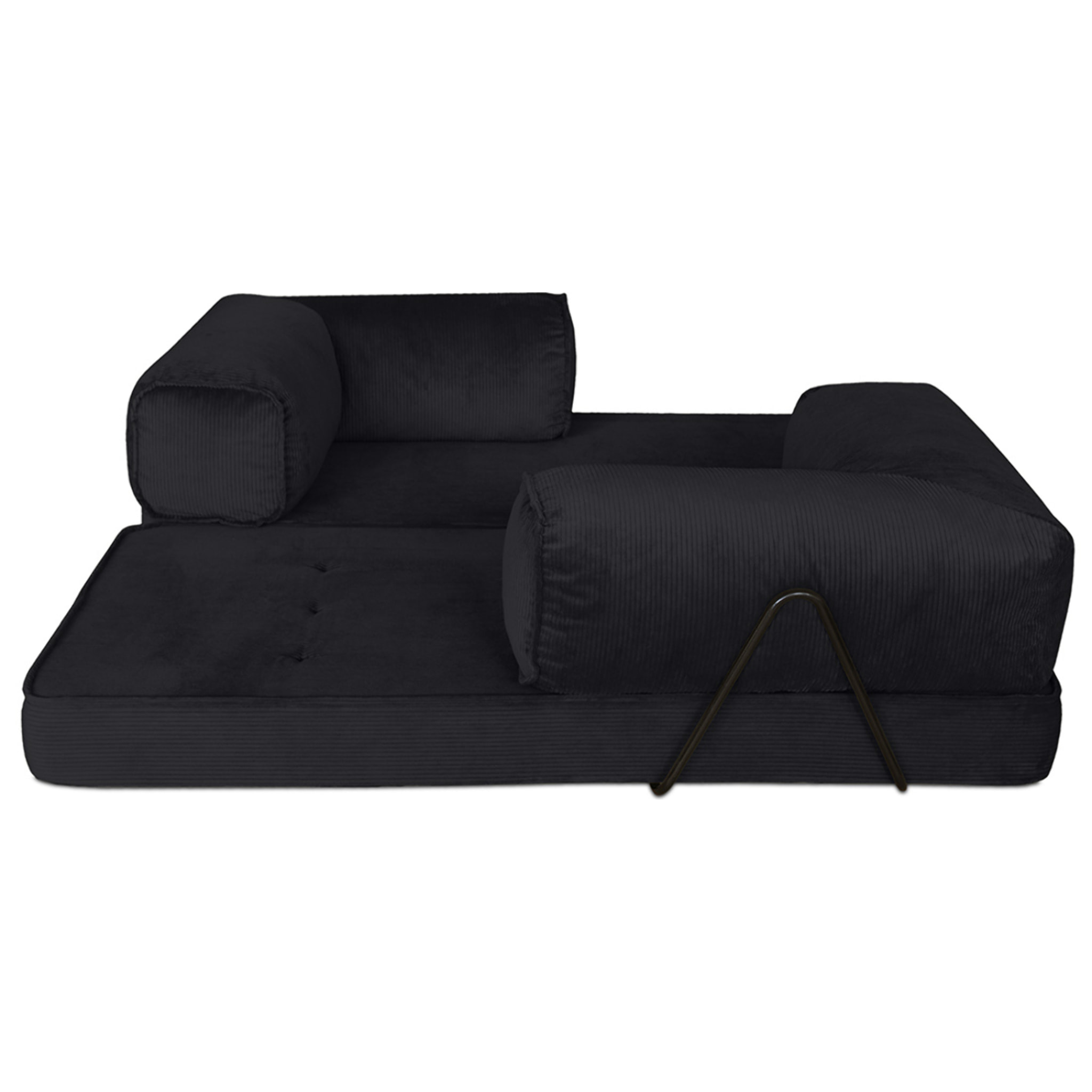 Poppy - canapé 3 places convertible en velours côtelé - Noir