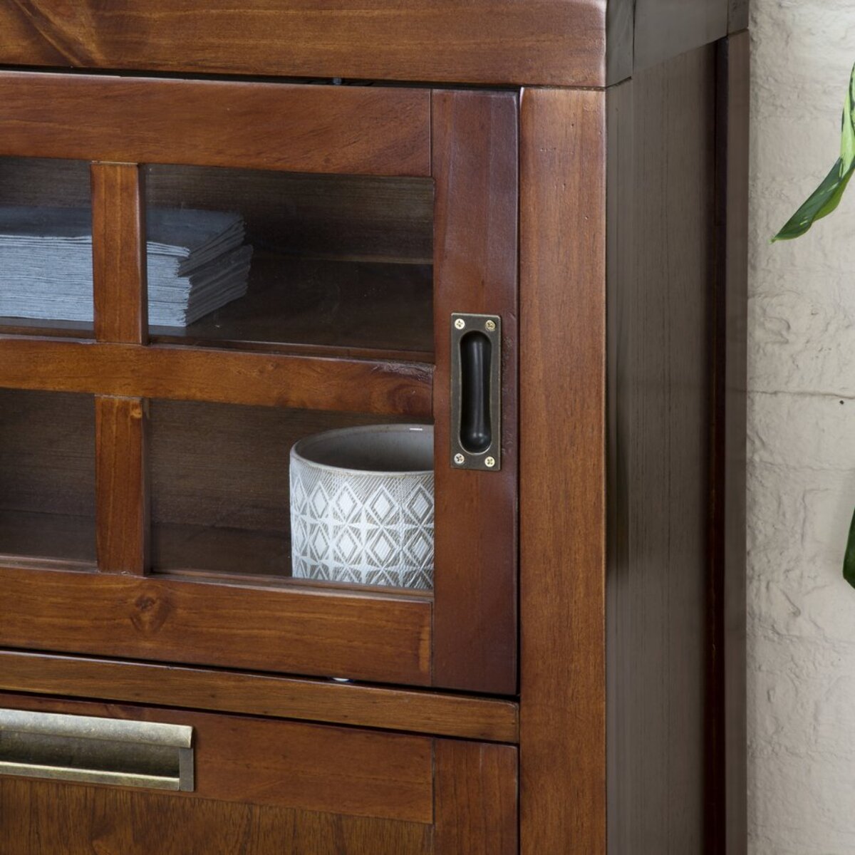 Buffet Kenia -bois massif de mindi et placage naturel de mindi-couleur teck 145 x 105 x 30 cm