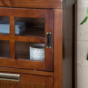 Buffet Kenia -bois massif de mindi et placage naturel de mindi-couleur teck 145 x 105 x 30 cm
