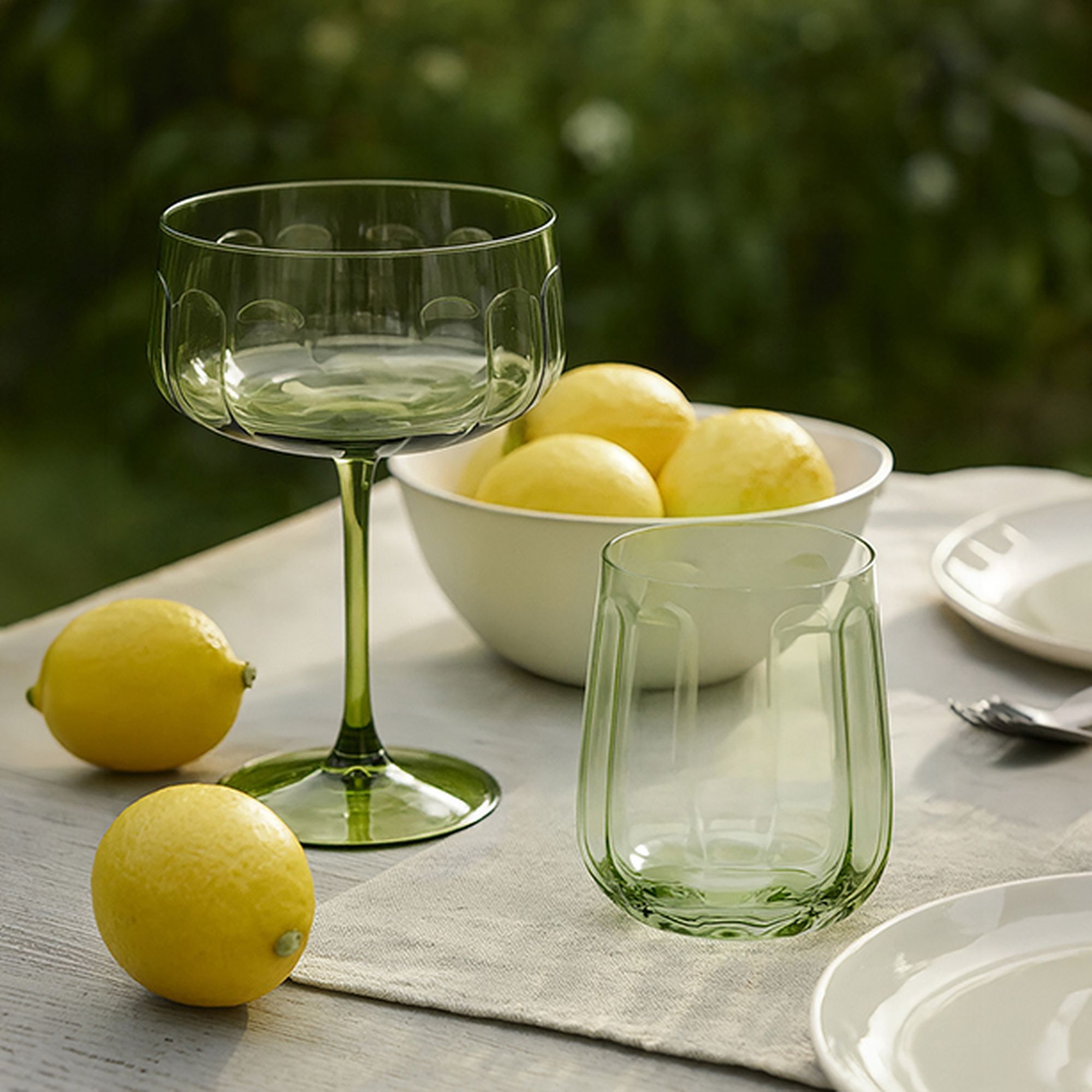 Lot de 4 coupes en verre 36,5cl vertes RIVIERA