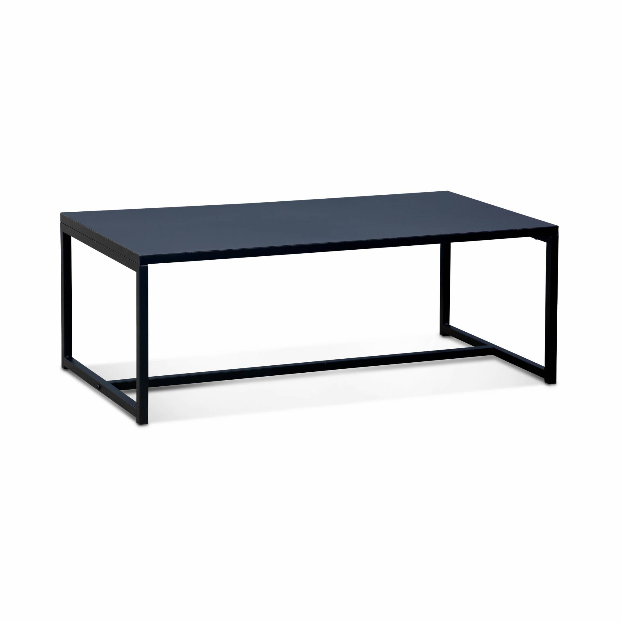 Table basse métal noir 100x50x36cm - Industrielle - pieds en métal. design