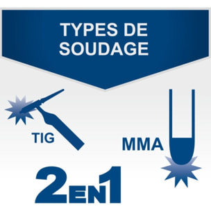 Poste à souder digital WIG2000Multi - Multi procédés TIG MMA E-Hand - 15/200A - AMPS 230V Masque, Eletrodes et Buses incluses - SCHEPPACH - 5906612901