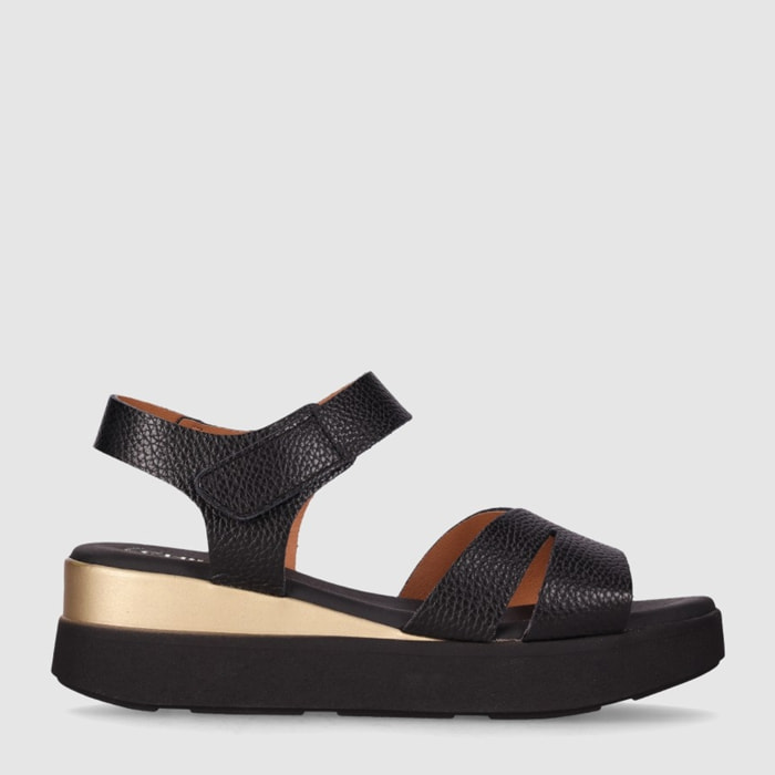 Sandalias de Piel - Negro - Tacón: 4 cm