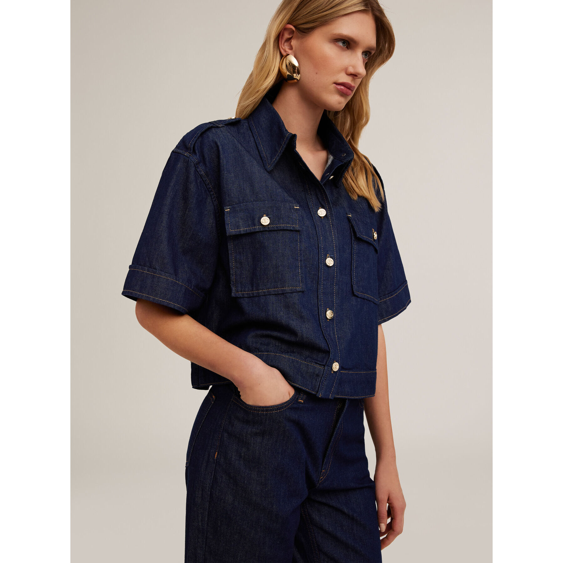 Motivi - Camisa boxy de mezclilla - Azul