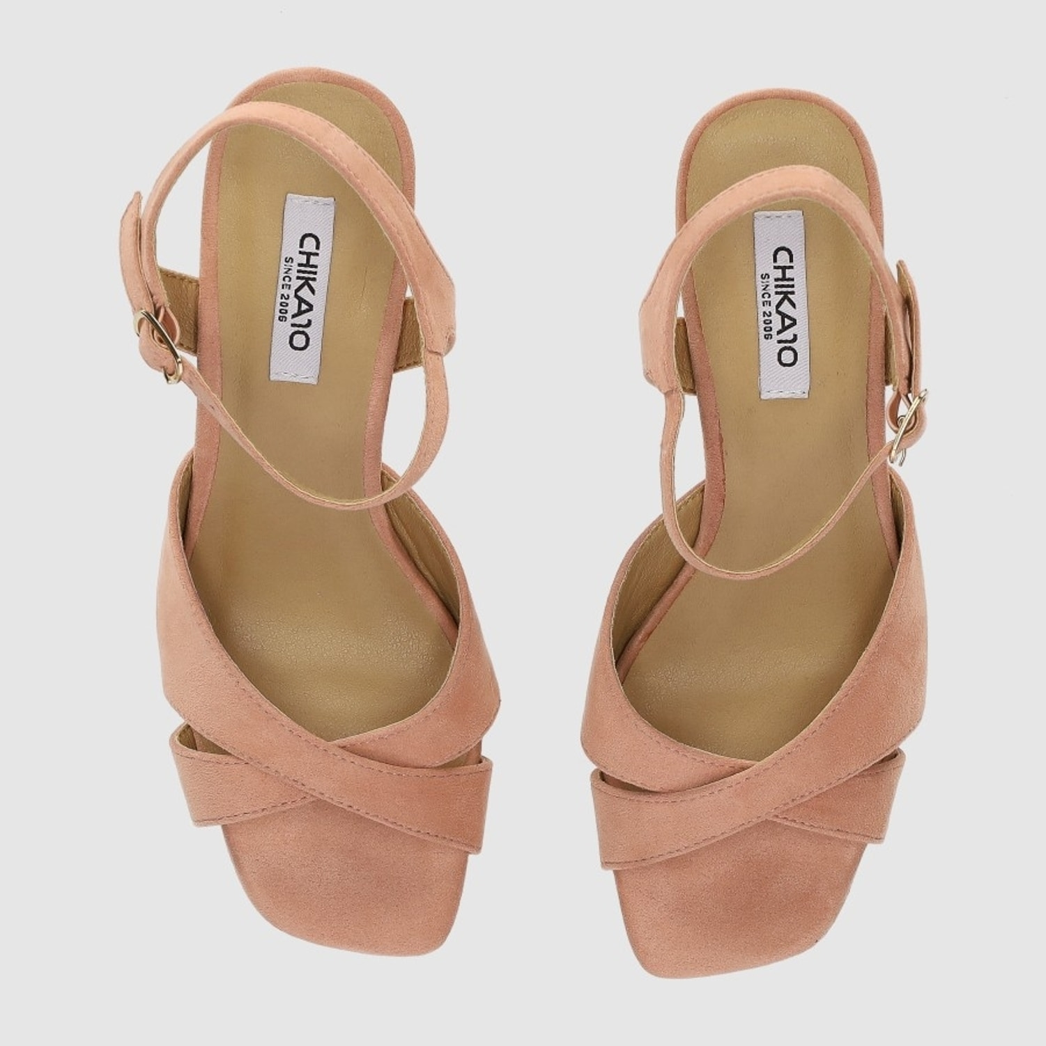 Sandalias de Tejido - Nude - Tacón: 8 cm