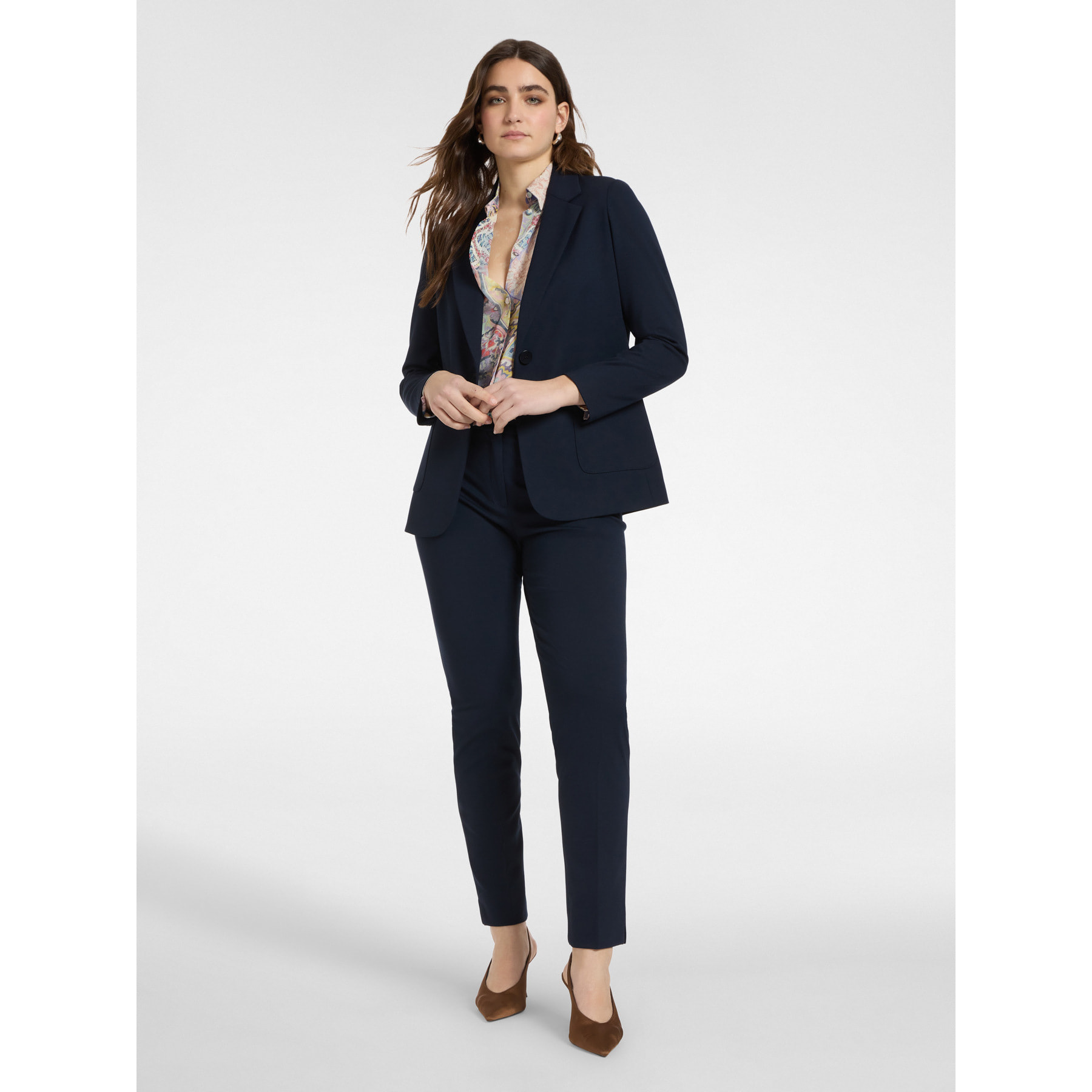 Elena Mirò - Blazer de un botón en punto Milano - Azul