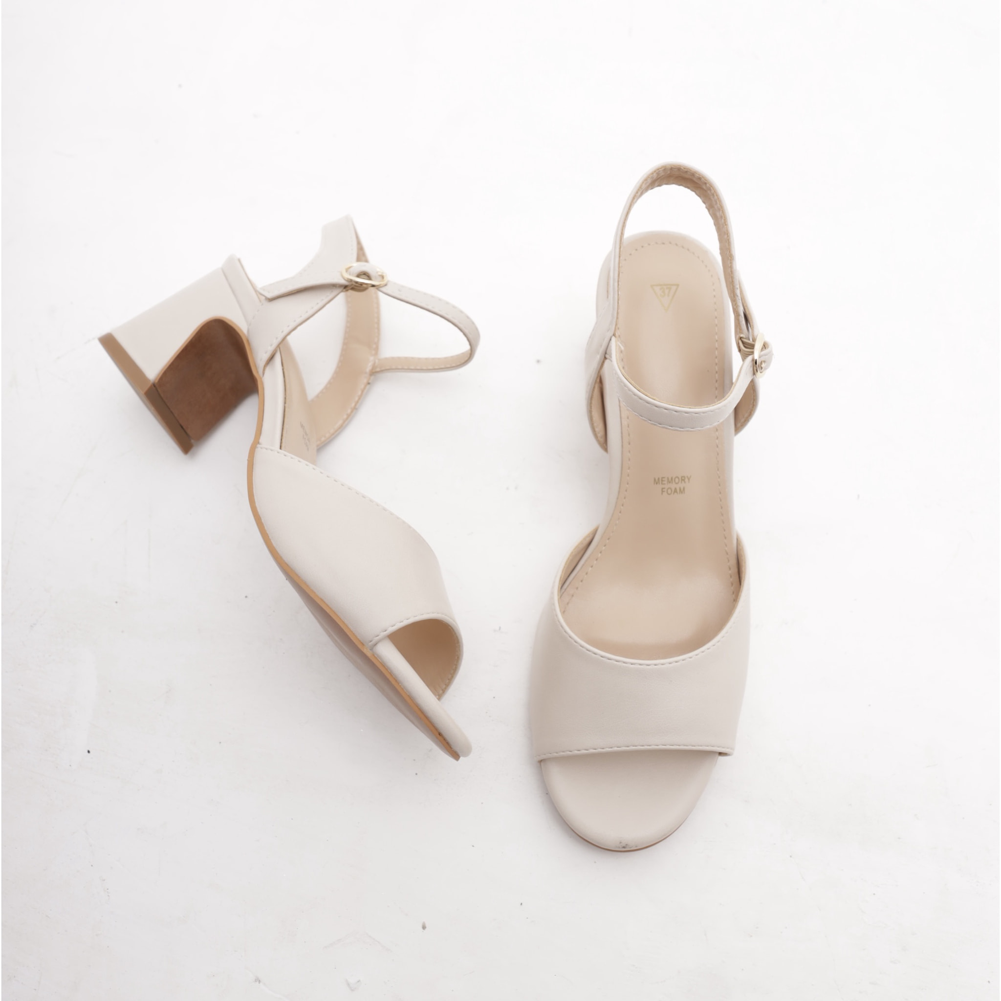 SANDALO TACCO FASCIA E CINTURINO CHOCOLA' PANNA