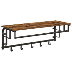Appendiabiti da parete vintage con mensola e 5 ganci