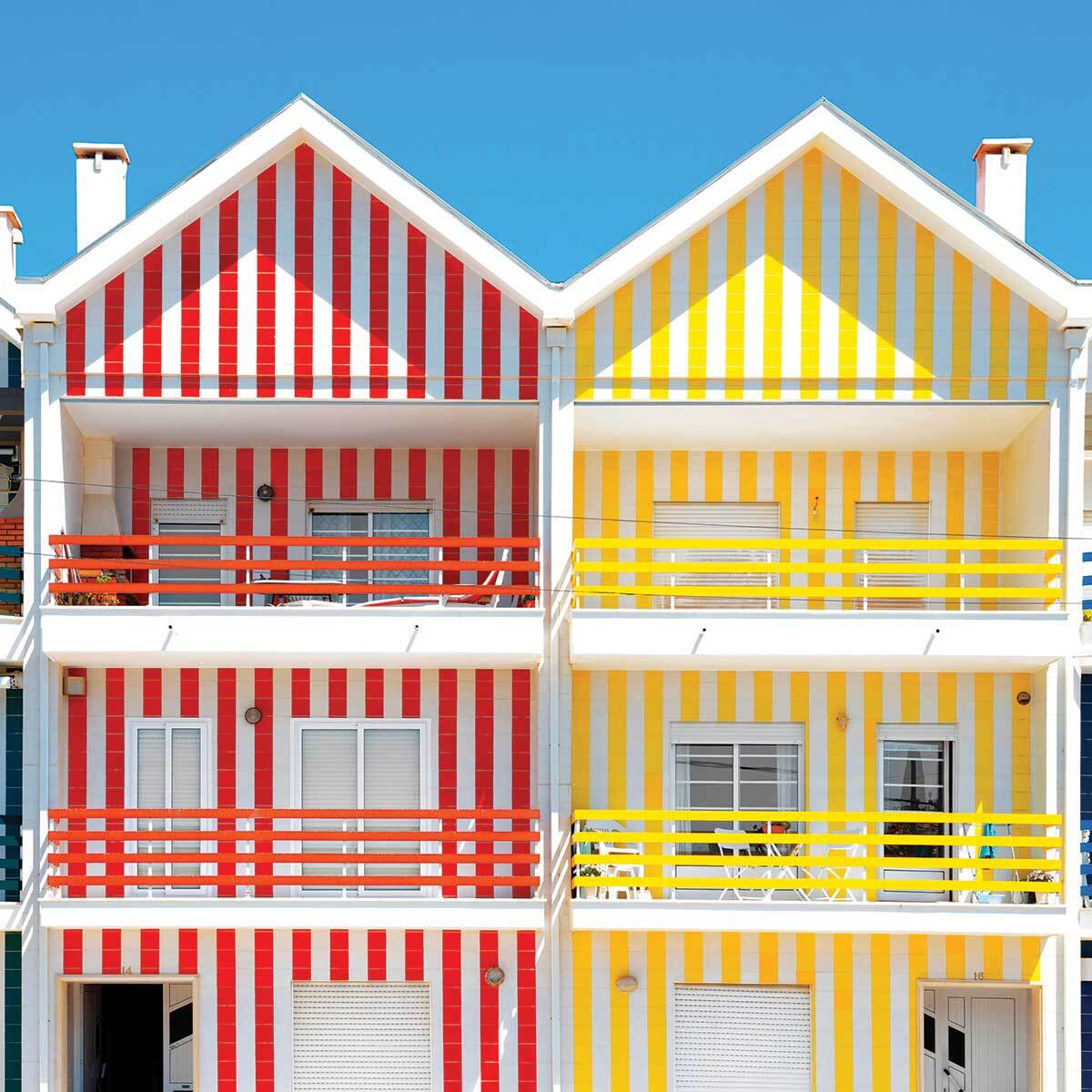 Affiche welcometoportugal houses of striped colors Affiche seule