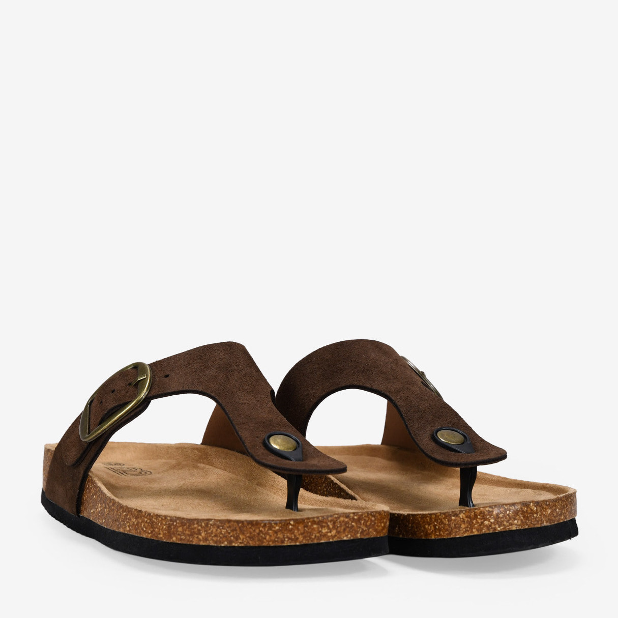 Sandalias de dedo marrones en piel