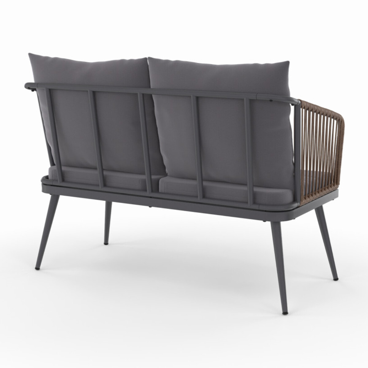 Salon de jardin Florida 4 places avec coussins en acier et polyrotin