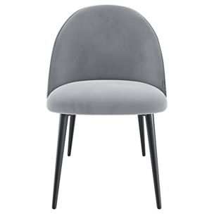 Set di 4 Sedie Imbottite Da Pranzo Ufficio In Velluto Sedia Con Gambe In Metallo Nero Con Schienale Seduta Comoda Per Soggiorno Salotto Grigio Chiaro