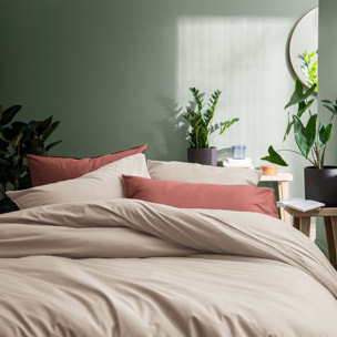 Parure de lit unie en coton taies à volant, COTON LAVÉ