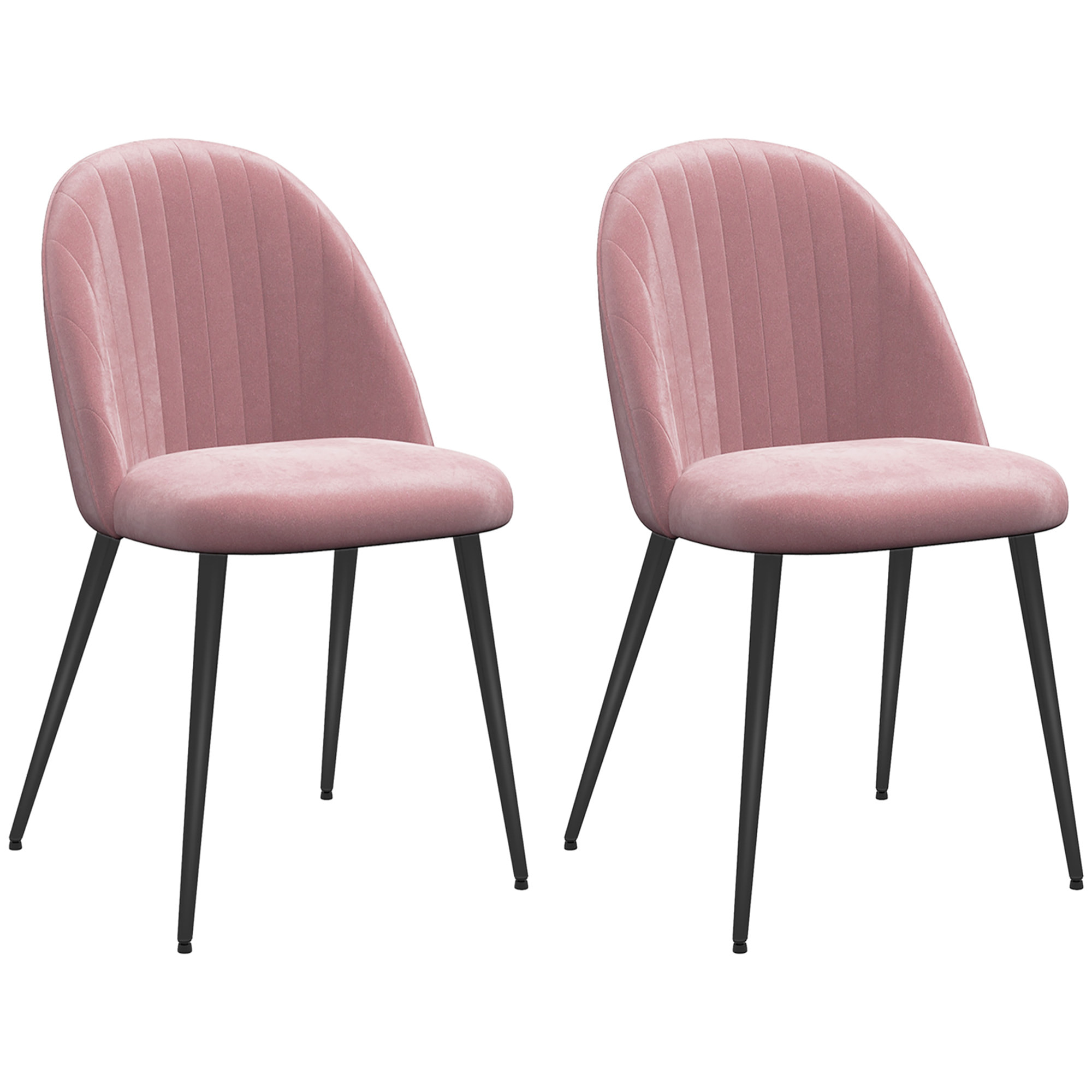 Pack de 4 Sillas de Comedor Modernas Sillas de Cocina Tapizada en Terciopelo con Respaldo Alto y Patas de Acero para Sala de Estar 50x52x83 cm Rosa Palo